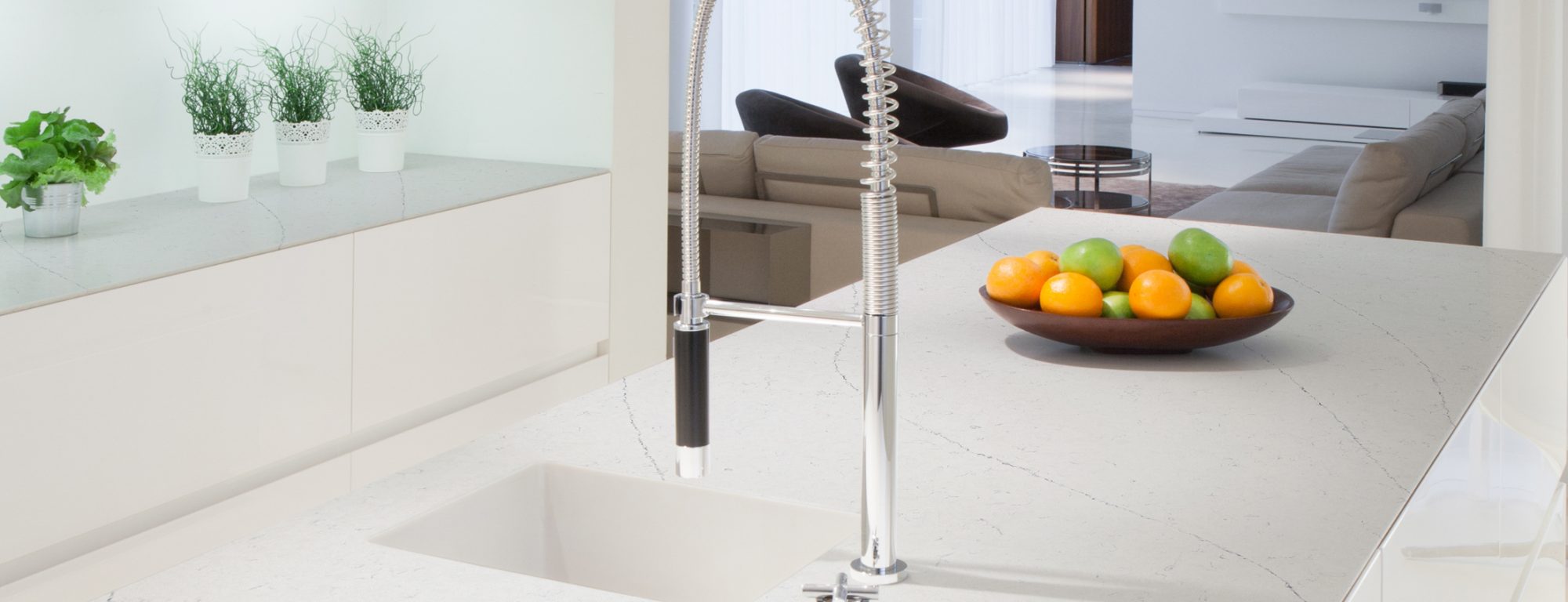 Kitchen island inside elegant and expensive house